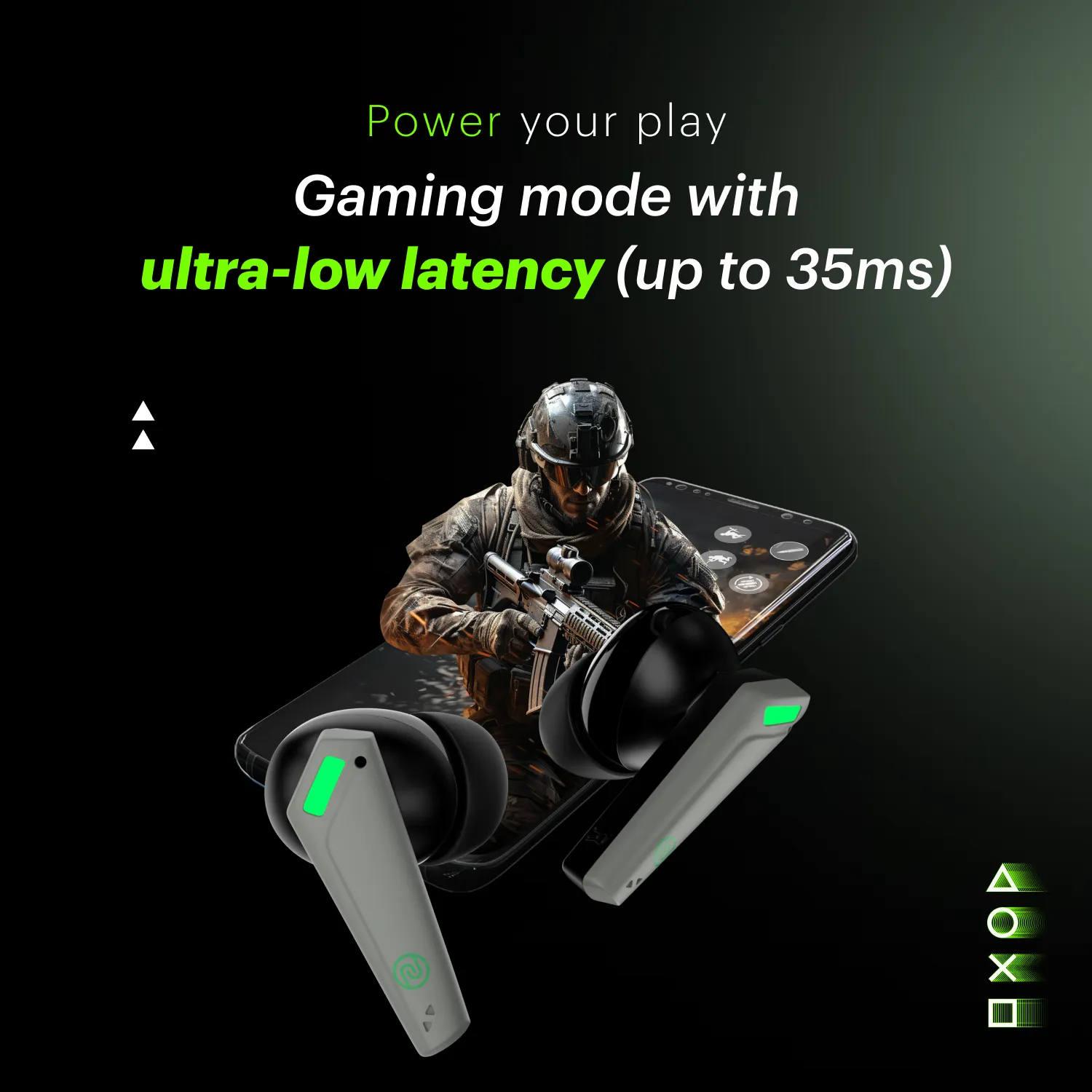 Buds Combat Z In-Ear Truly Wireless Gaming Earbuds with 35ms Low Latency, 50H of Playtime, Instacharge (10 min = 120 min), 10mm Driver,BT v5.3