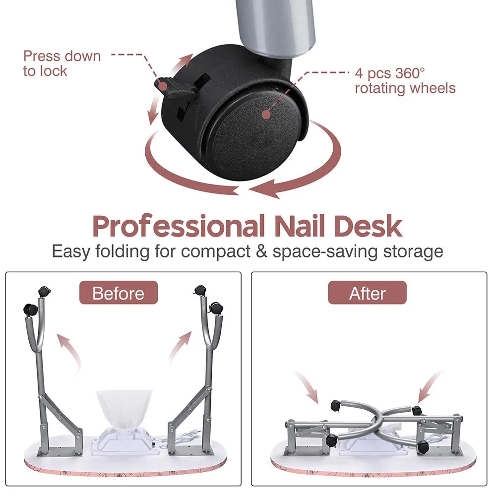 Byootique Mobile Manicure Table with Dust Collector