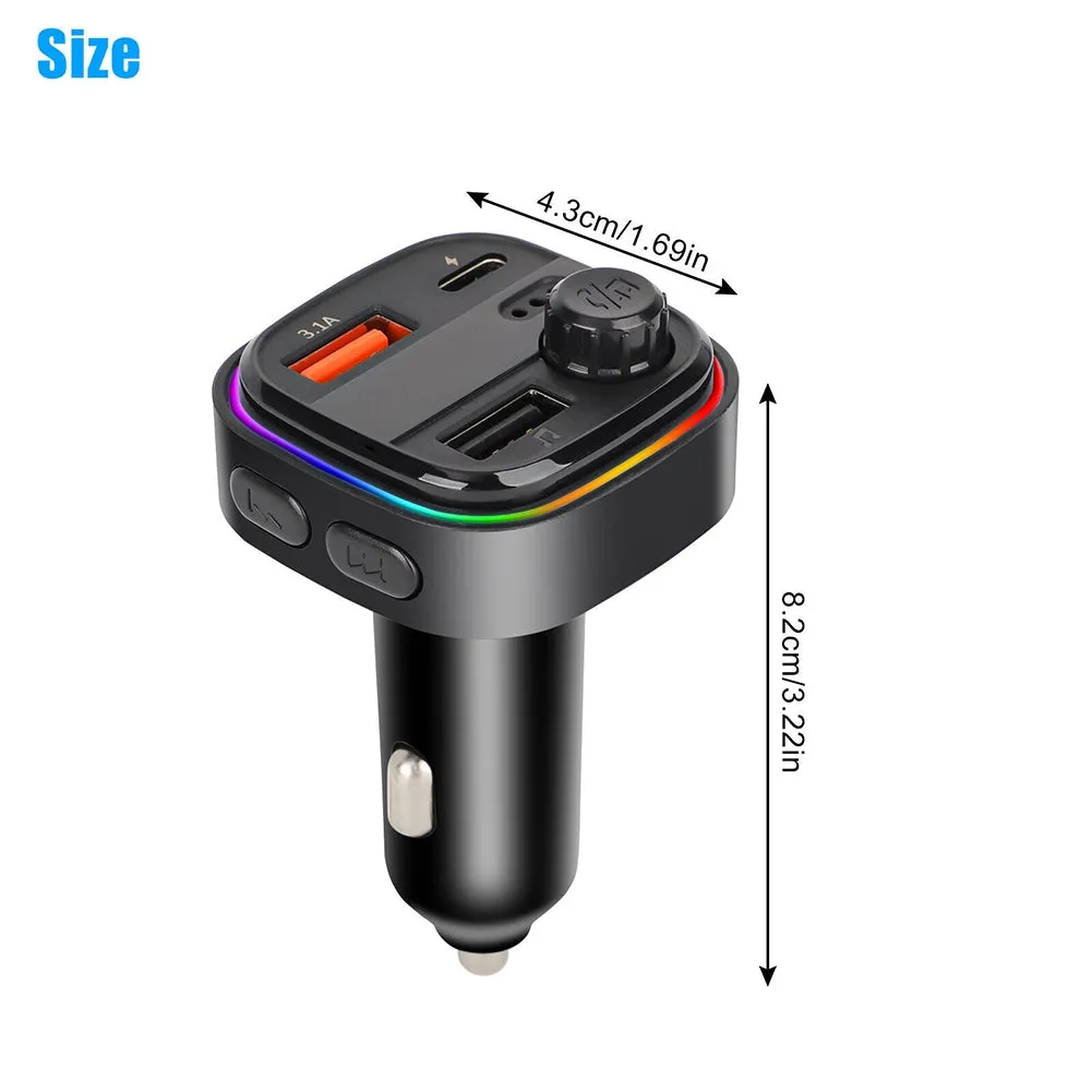 C26 FM Transmitter For Car Bluetooth 5.0 Hands-free Call RGB