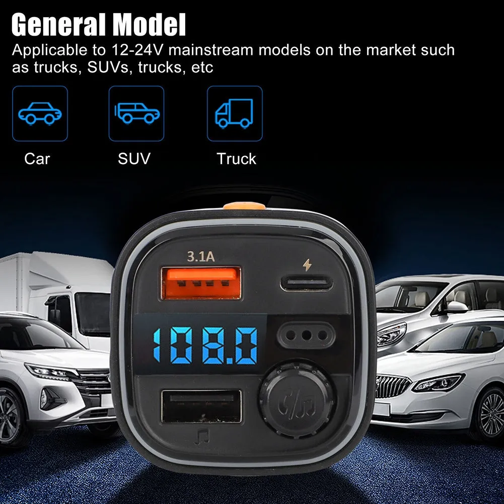 C26 FM Transmitter For Car Bluetooth 5.0 Hands-free Call RGB