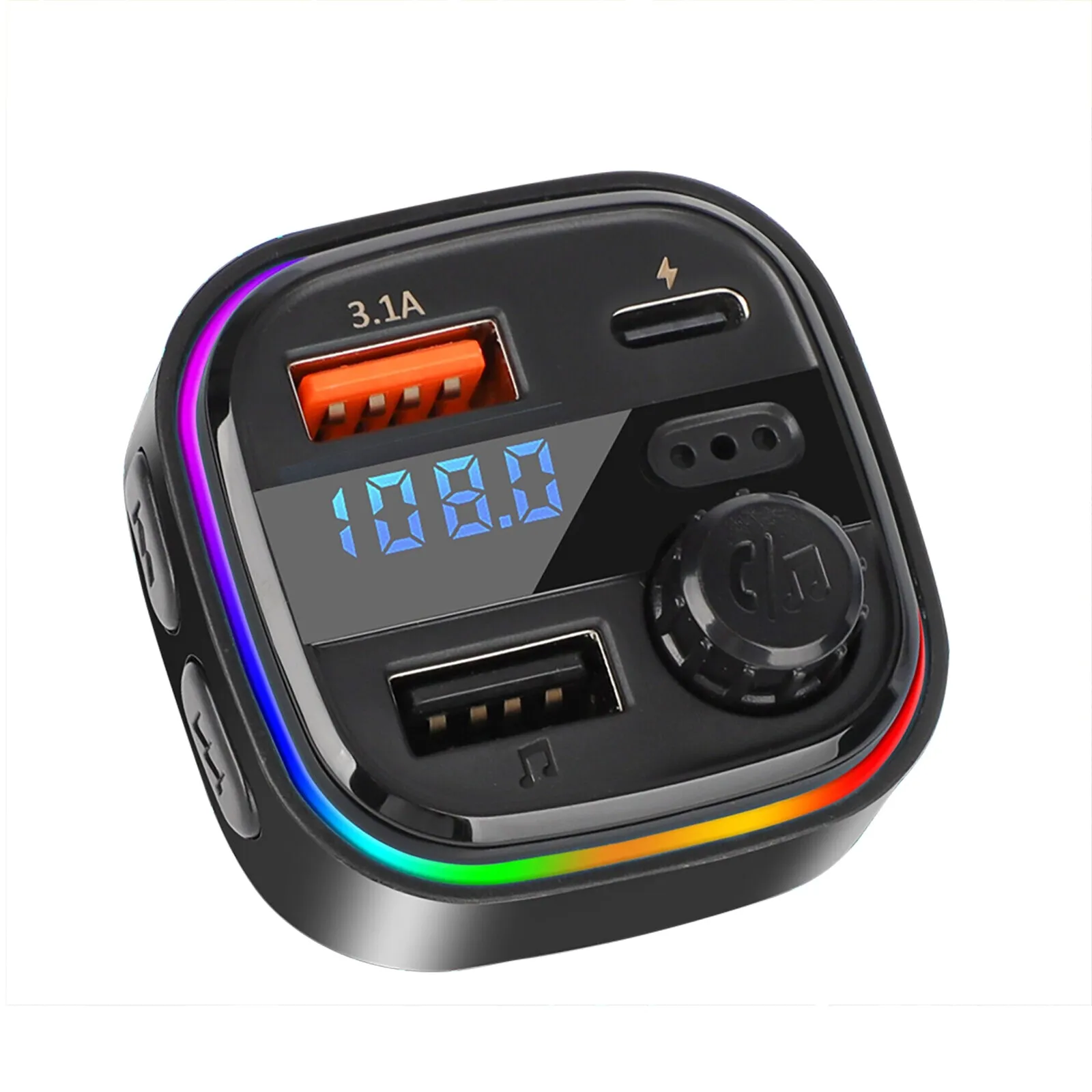 C26 FM Transmitter For Car Bluetooth 5.0 Hands-free Call RGB