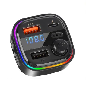 C26 FM Transmitter For Car Bluetooth 5.0 Hands-free Call RGB