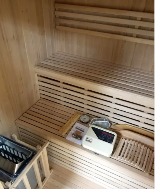 Canadian Hemlock Indoor Wet Dry Traditional  Steam Sauna Spa for 4 to 6 Person - Harvia Vega 6KW
