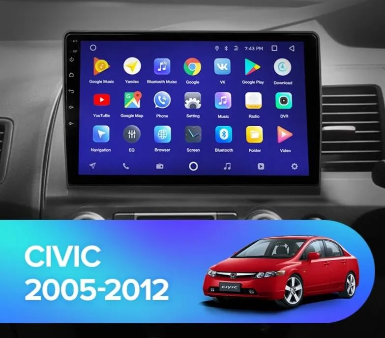 Car Dealz 10.2" Android 10.0 Honda Civic 8 FK FN FD 2005-2012 w CAM In Dash Plus OEM Fascia