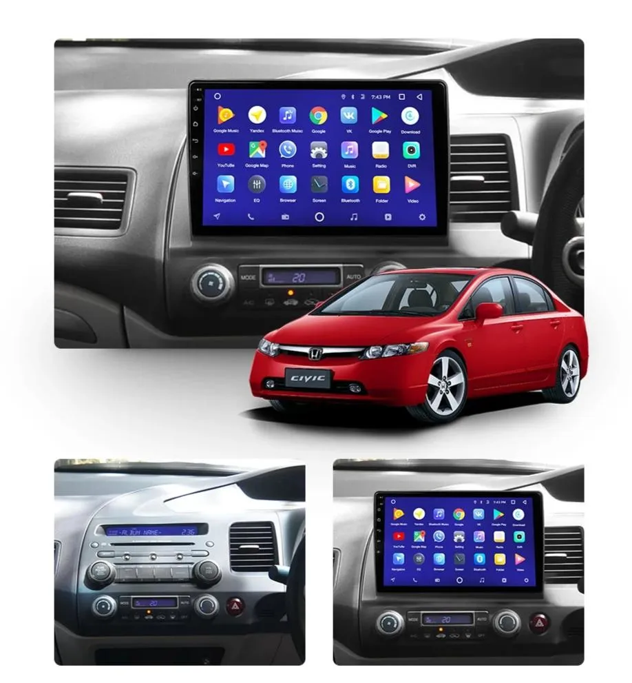Car Dealz 10.2" Android 10.0 Honda Civic 8 FK FN FD 2005-2012 w CAM In Dash Plus OEM Fascia