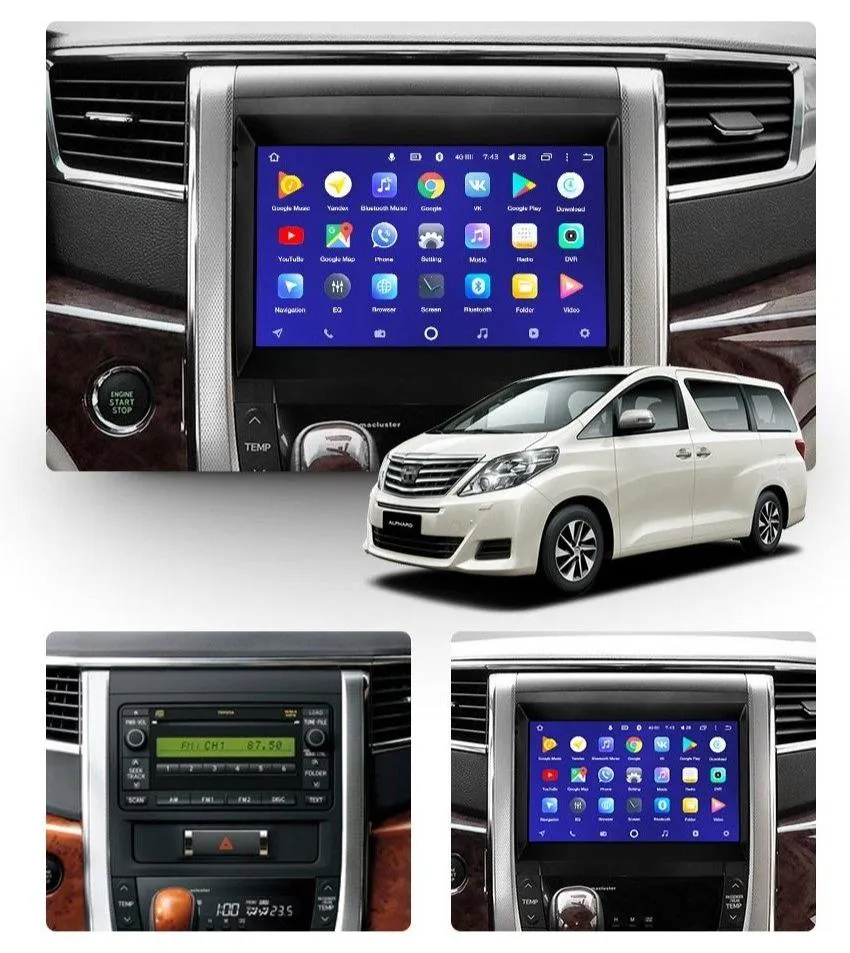 Car Dealz 10.2" Android 10.0 Toyota Alphard H20 2008 - 2014 In Dash Plus OEM Fascia