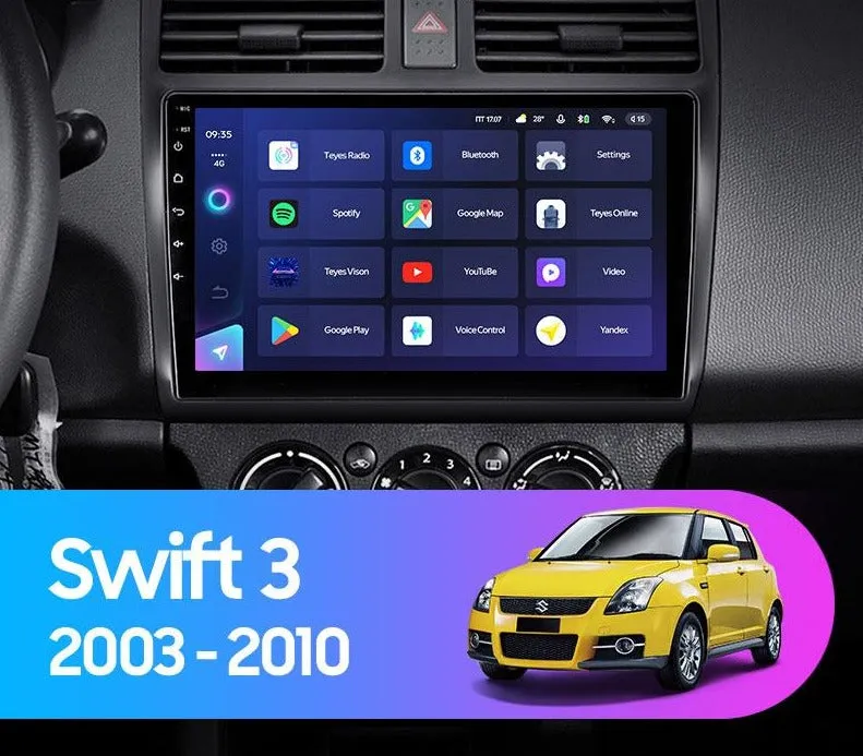 Car Dealz 10.2" Android 12.0 For Suzuki Swift 3 2003 - 2010 In Dash Plus OEM Fascia