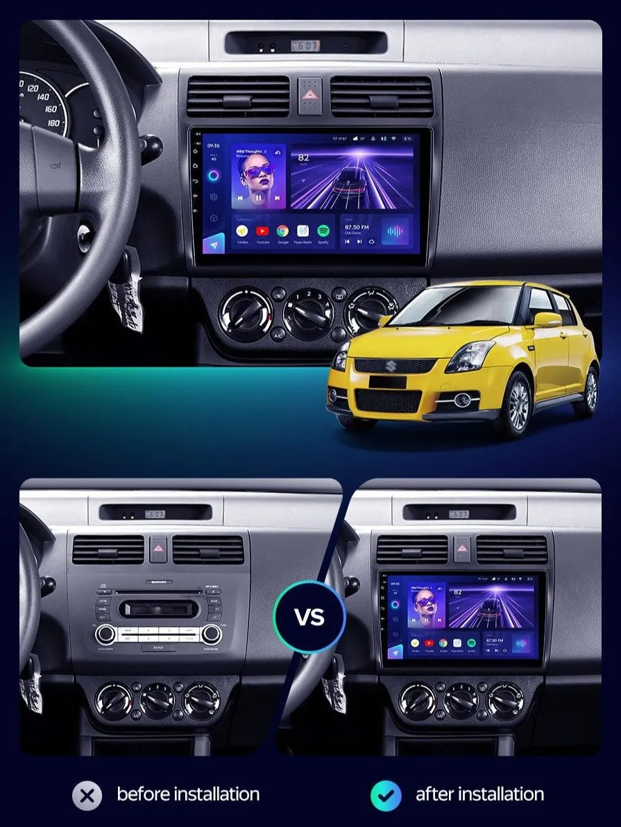 Car Dealz 10.2" Android 12.0 For Suzuki Swift 3 2003 - 2010 In Dash Plus OEM Fascia