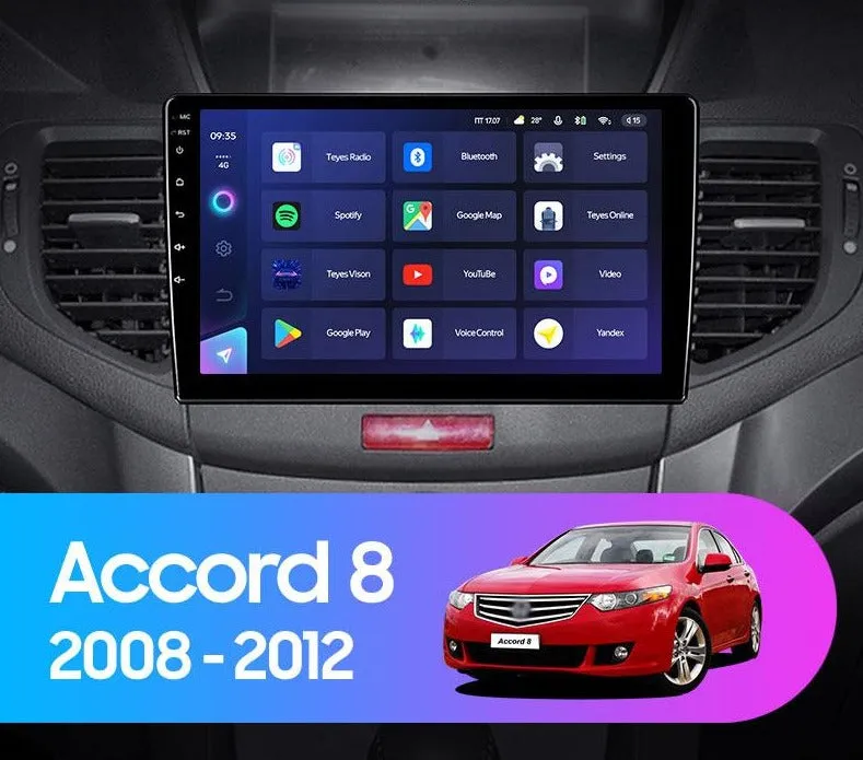 Car Dealz Elite 4G Data Model 10.2" Android 12.0 For Honda Accord 8 2008 - 2012 In Dash Plus OEM Fascia
