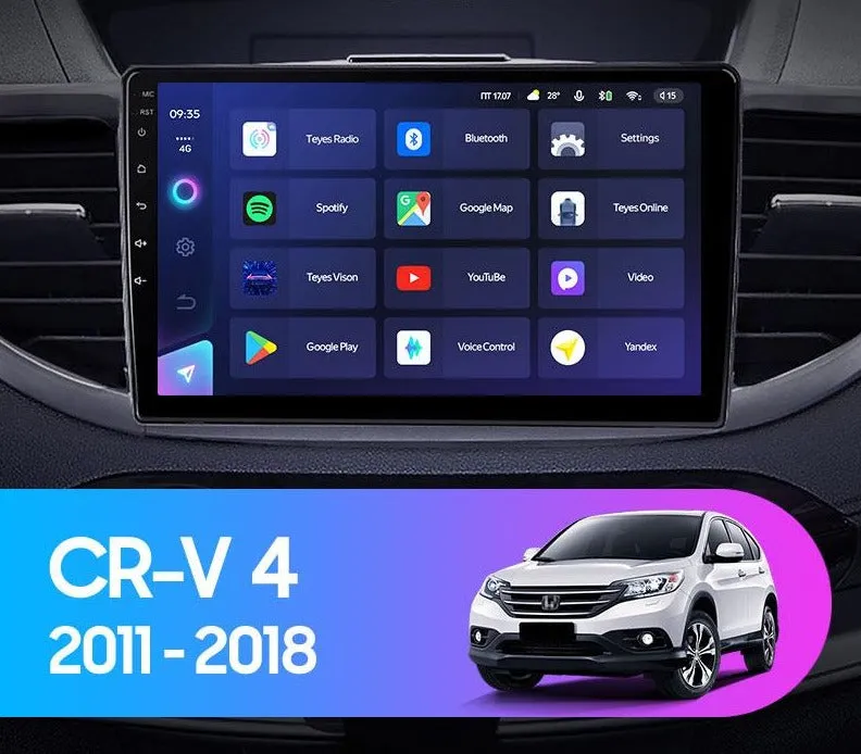 Car Dealz Elite 4G Data Model 10.2" Android 12.0 For Honda CRV 2011 - 2018 In Dash Plus OEM Fascia