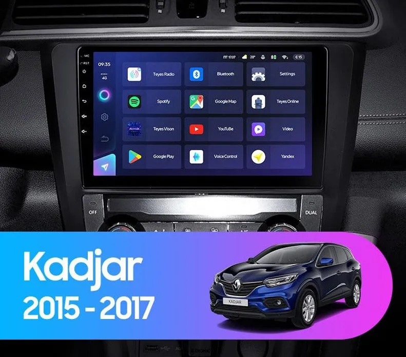 Car Dealz Elite 4G Data Model 10.2" Android 12.0 For Renault Kadjar 2015-2017 In Dash Plus OEM Fascia
