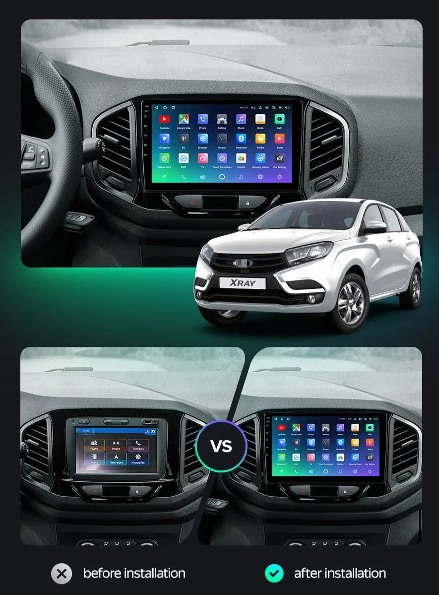 Car Dealz Premium Advanced 4G Data Model 10.2" Android 12.0 For LADA Xray 2015 - 2019 In Dash Plus OEM Fascia
