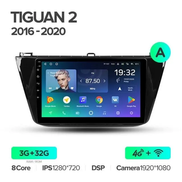 Car Dealz Premium Advanced 4G Data Model 10.2" Android 12.0 For Volkswagen Tiguan 2 Mk 2016 - 2018 In Dash Plus OEM Fascia