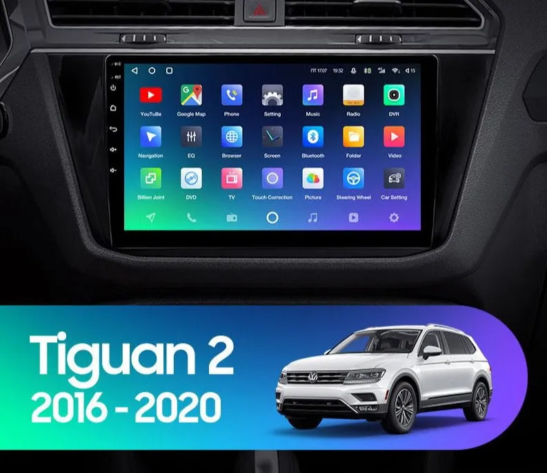 Car Dealz Premium Advanced 4G Data Model 10.2" Android 12.0 For Volkswagen Tiguan 2 Mk 2016 - 2018 In Dash Plus OEM Fascia