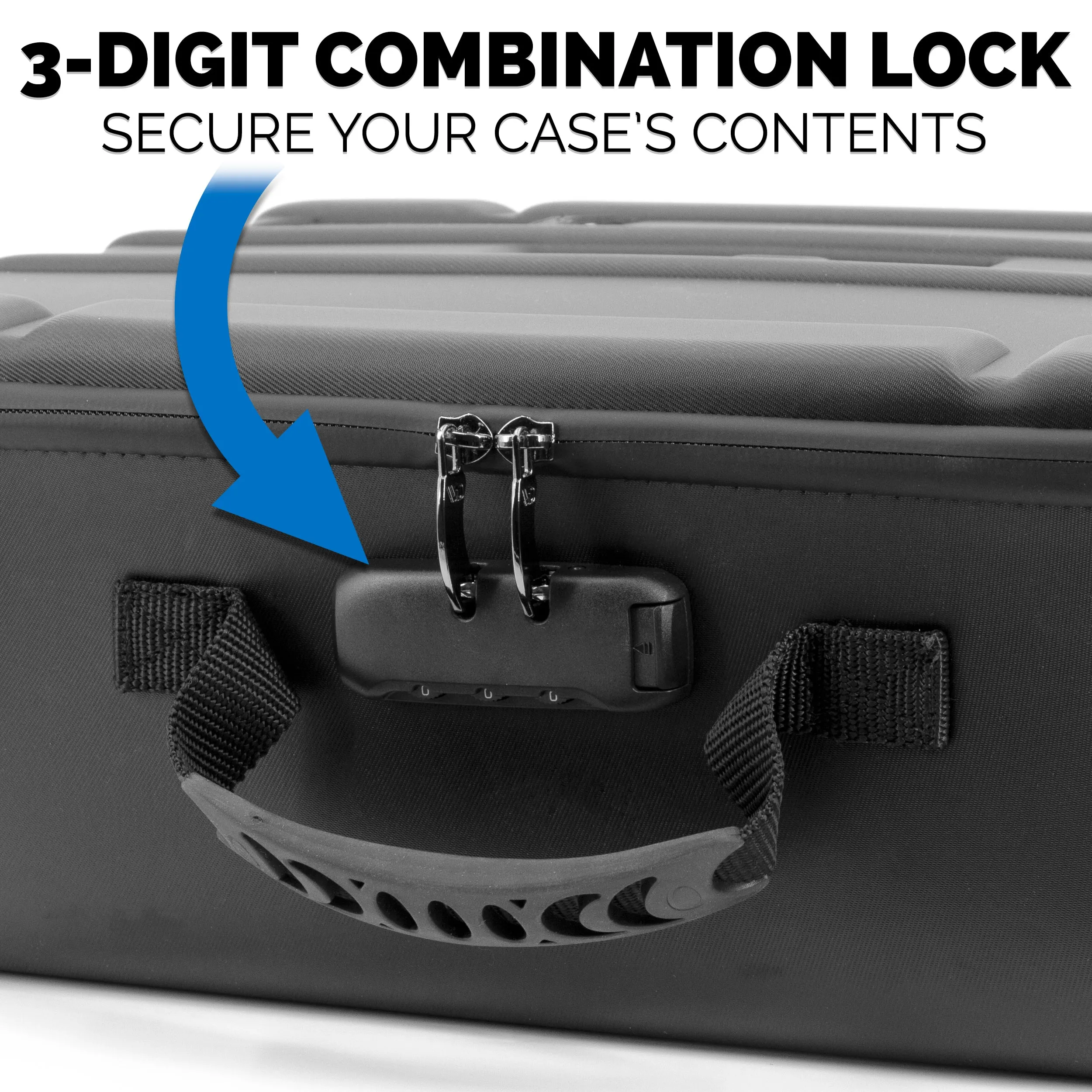 CASEMATIX Rock Collection Travel Case with Programmable Lock - 144 Slot Rock Collection Box with Four Trays, Crystal Storage Case with Shoulder Strap