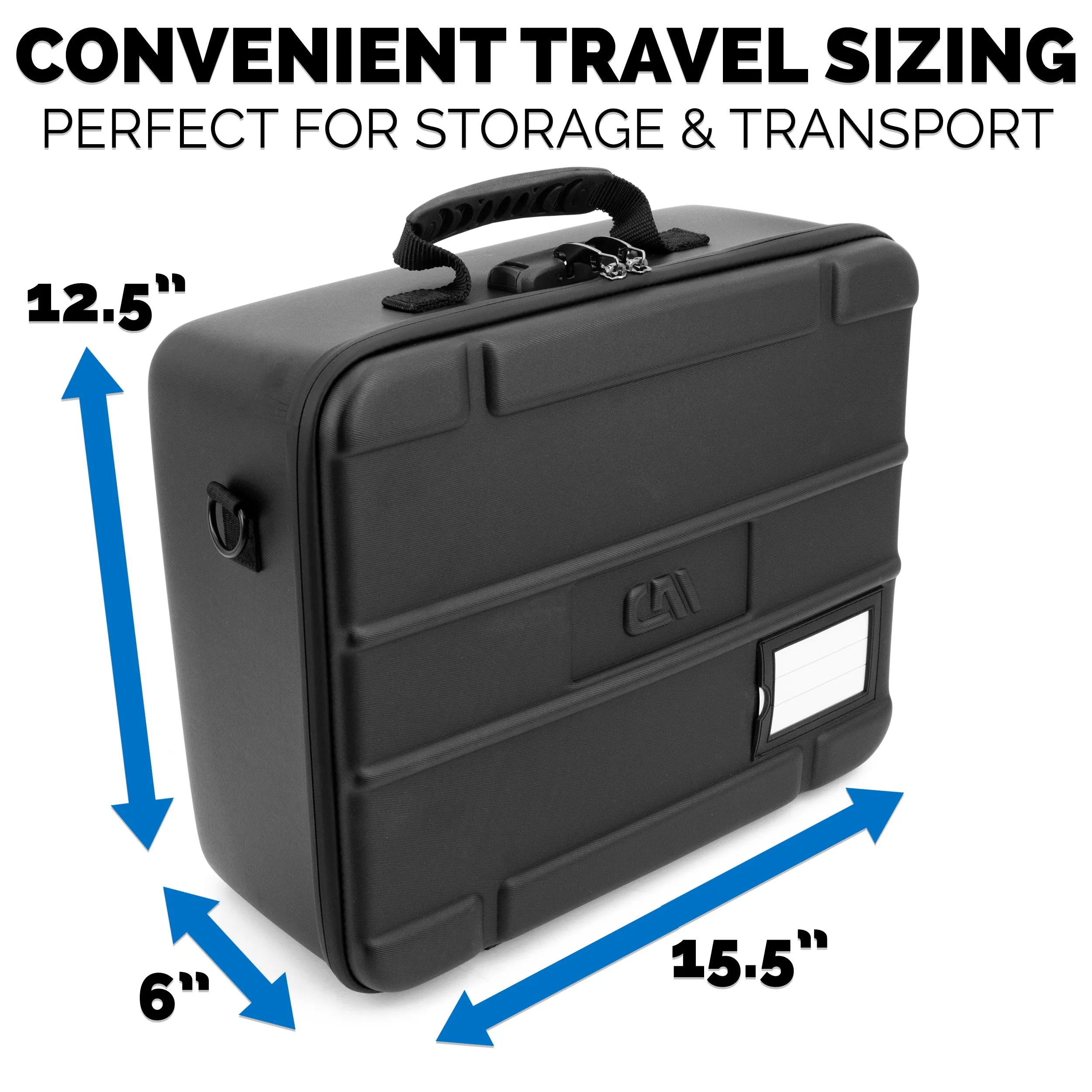 CASEMATIX Rock Collection Travel Case with Programmable Lock - 144 Slot Rock Collection Box with Four Trays, Crystal Storage Case with Shoulder Strap