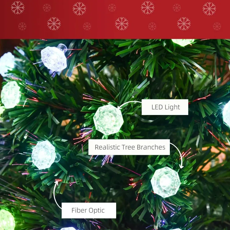 Christmas Time 4FT Pre-Lit Artificial Christmas Tree w/ Fibre Optic Led Light Xmas Decorations