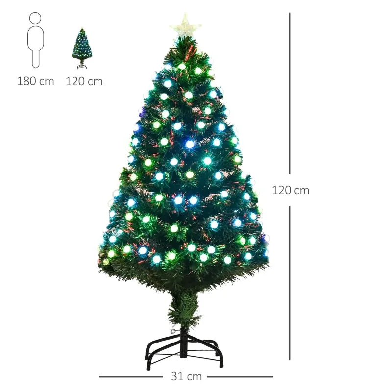 Christmas Time 4FT Pre-Lit Artificial Christmas Tree w/ Fibre Optic Led Light Xmas Decorations