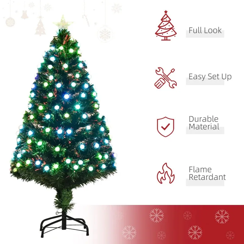 Christmas Time 4FT Pre-Lit Artificial Christmas Tree w/ Fibre Optic Led Light Xmas Decorations