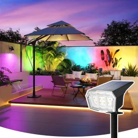 Color Changing Solar Spot Lights Outdoor, 9 Lighting Modes Colored Solar Garden Lights Outdoor Waterproof RGB Color Landscape Spotlights for Outdoor Halloween Decorations