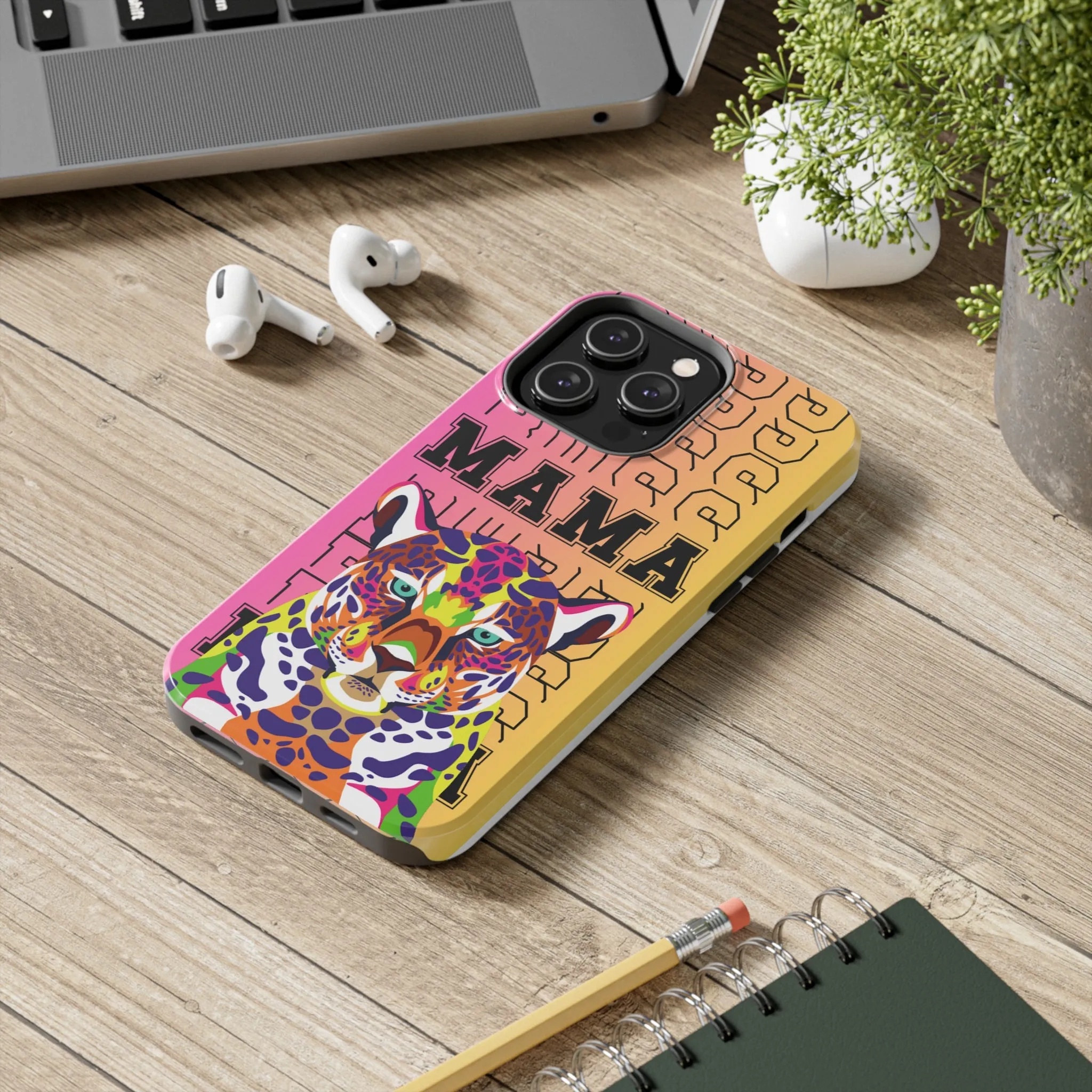 Colorful Cheetah 'Boss Mama' iPhone Case - Stylish and Empowering Protective Cover