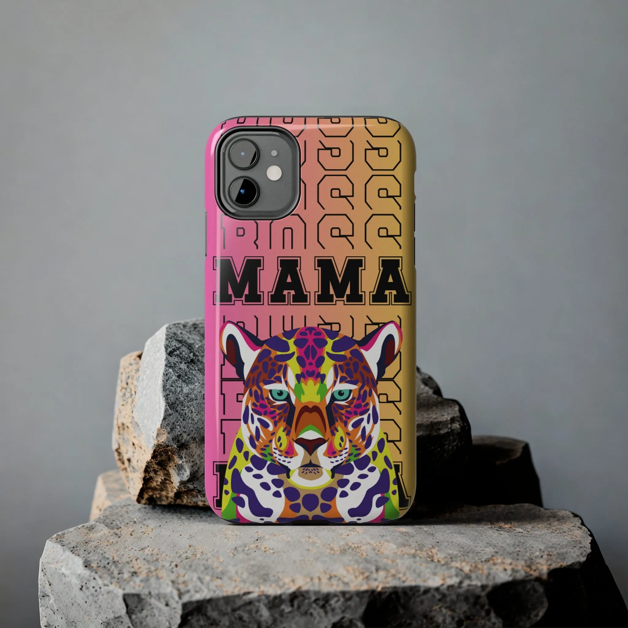Colorful Cheetah 'Boss Mama' iPhone Case - Stylish and Empowering Protective Cover