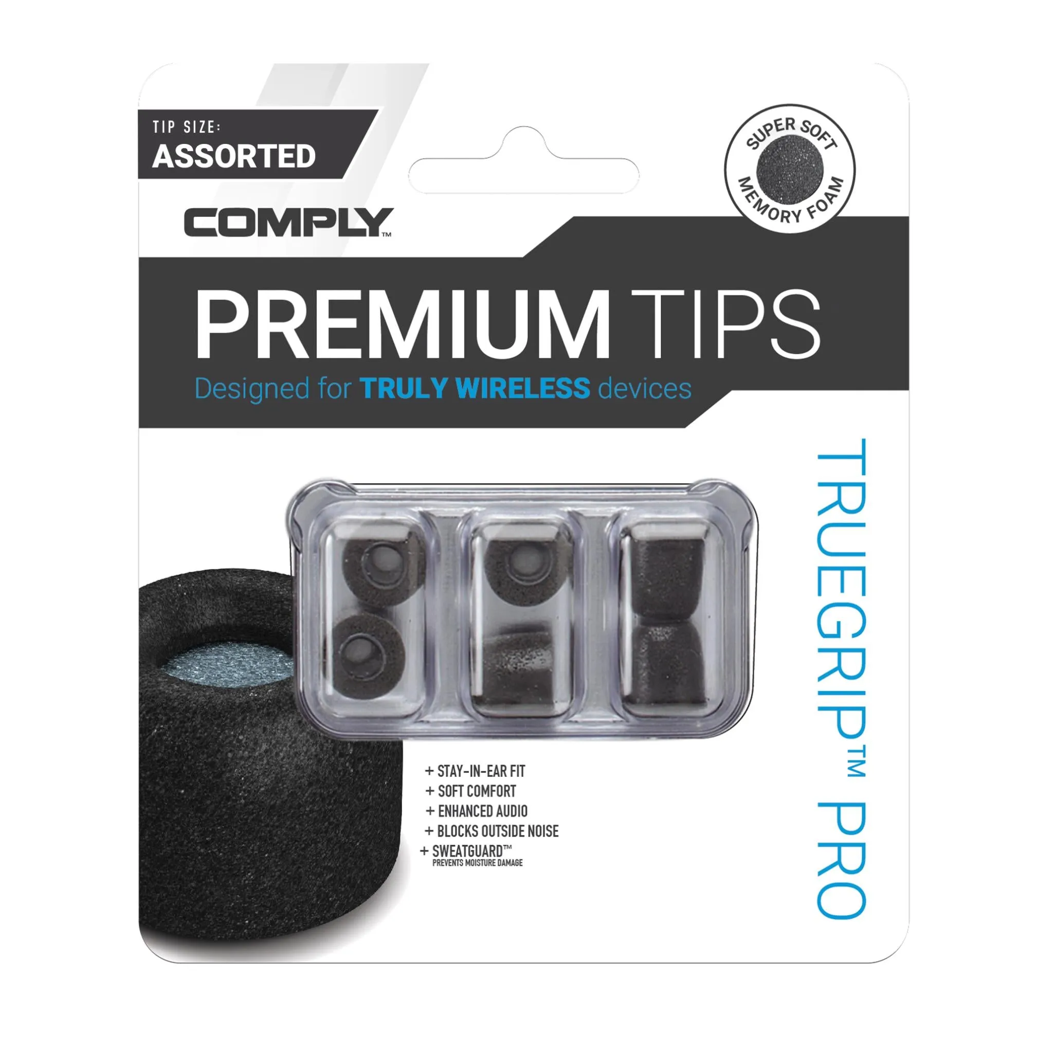 Comply TrueGrip Pro Ear Tips (Assorted) [Sml/Med/Lrg]