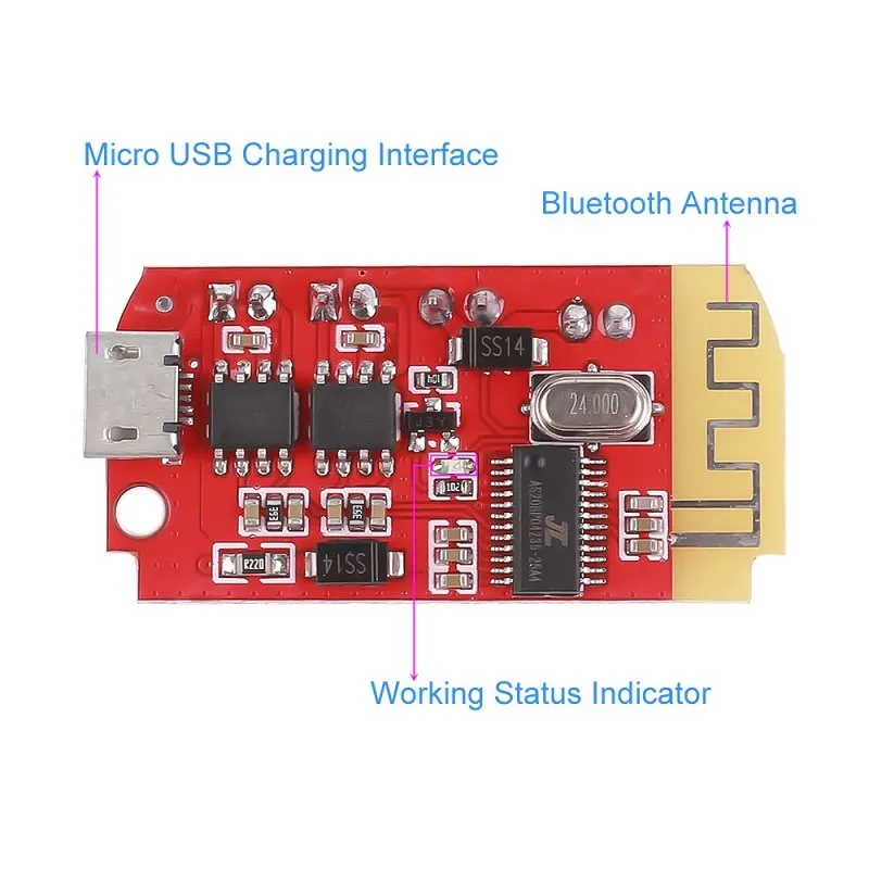 CT14 Bluetooth 4.2 F Class 5W 5W Stereo Audio Amplifier Module with Onboard Micro-USB battery Charging