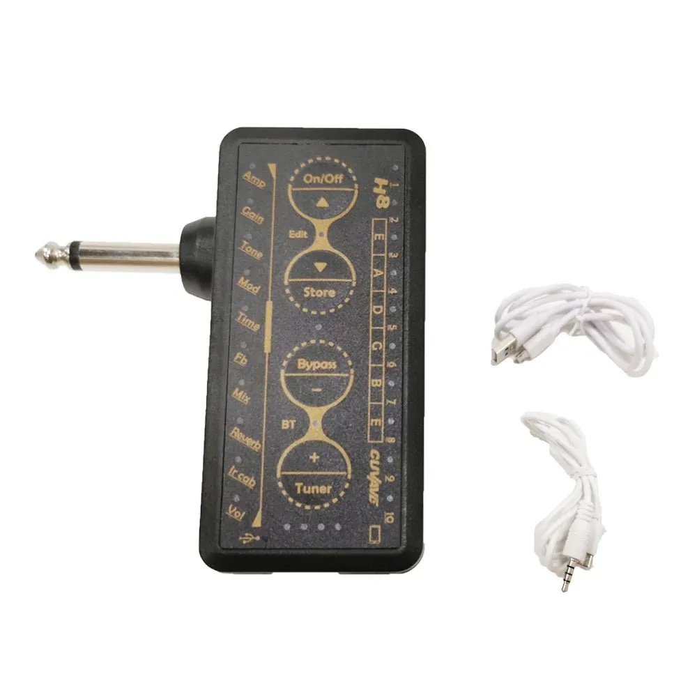 Cuvave H8 Portable Electric Guitar Amplifier Built-in Delay Tuner Phaser Reverb Effect IR Cabinet Guitar Plug