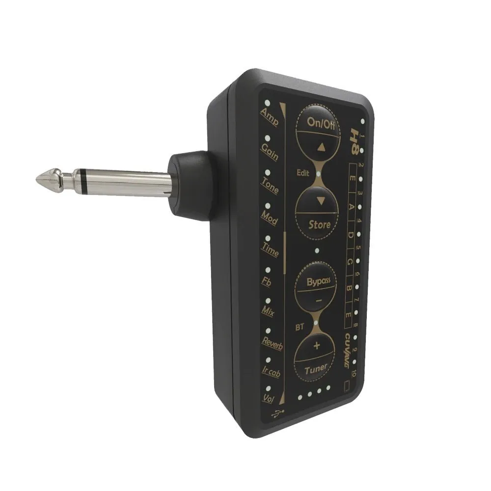 Cuvave H8 Portable Electric Guitar Amplifier Built-in Delay Tuner Phaser Reverb Effect IR Cabinet Guitar Plug