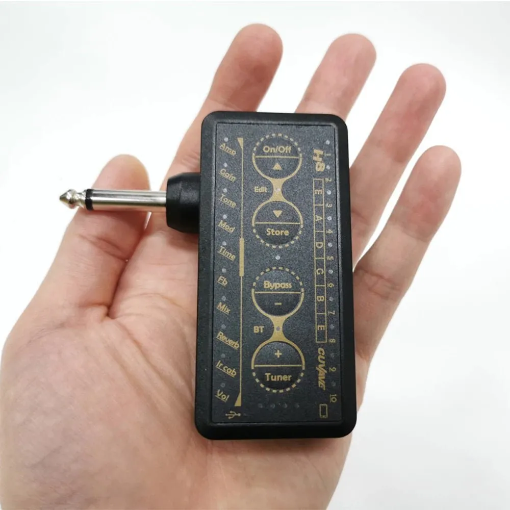 Cuvave H8 Portable Electric Guitar Amplifier Built-in Delay Tuner Phaser Reverb Effect IR Cabinet Guitar Plug