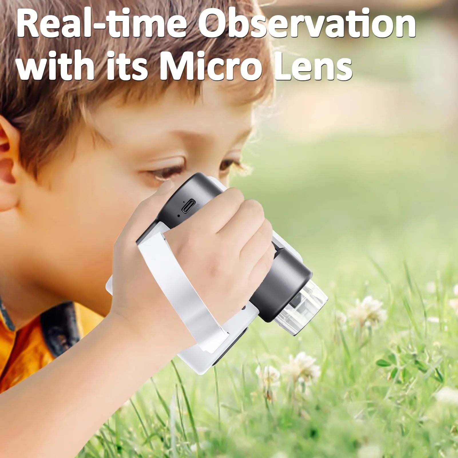 Daxiongmao 1000X Portable Handheld Microscope, Telescope and Microscope with 32GB SD Card, Photo and Video Mini Microscope Camera, Science Kits for Kids Over 3 Years Old