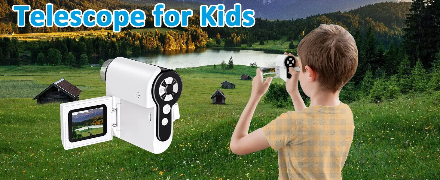 Daxiongmao 1000X Portable Handheld Microscope, Telescope and Microscope with 32GB SD Card, Photo and Video Mini Microscope Camera, Science Kits for Kids Over 3 Years Old