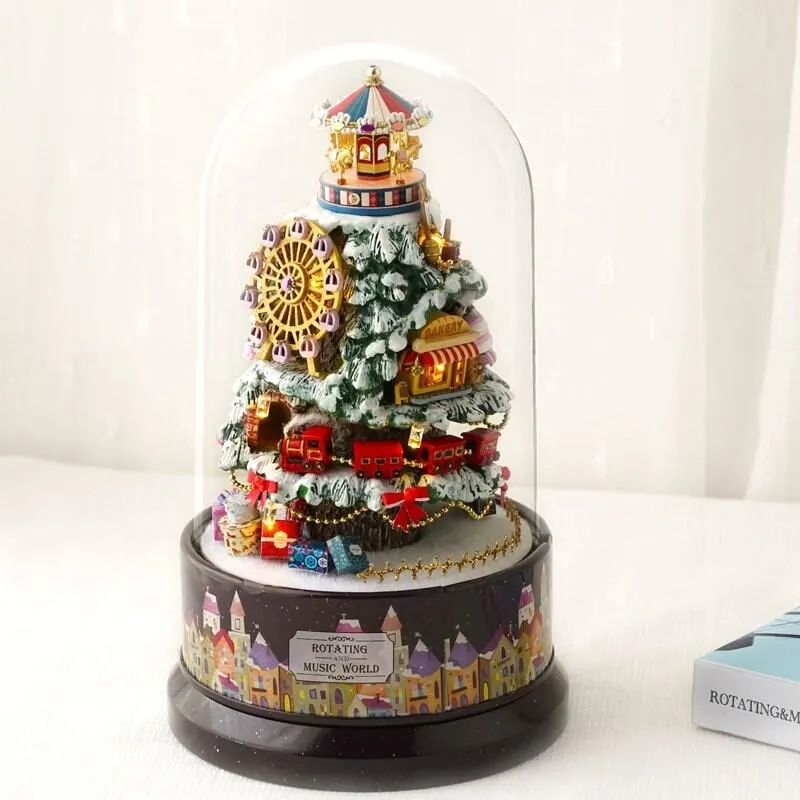 DIY Glass Ball Doll House - Decorative Water Globe With Rotating Music Box - Available In 6 Styles Dollhouse Educational Toys For Kids