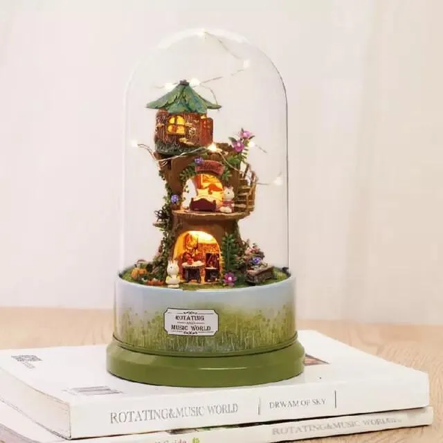 DIY Glass Ball Doll House - Decorative Water Globe With Rotating Music Box - Available In 6 Styles Dollhouse Educational Toys For Kids
