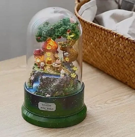 DIY Glass Ball Doll House - Decorative Water Globe With Rotating Music Box - Available In 6 Styles Dollhouse Educational Toys For Kids