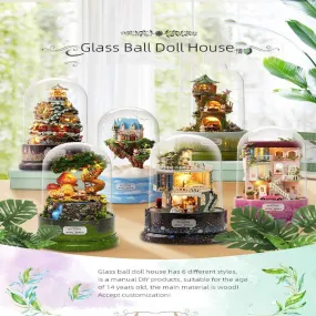 DIY Glass Ball Doll House - Decorative Water Globe With Rotating Music Box - Available In 6 Styles Dollhouse Educational Toys For Kids