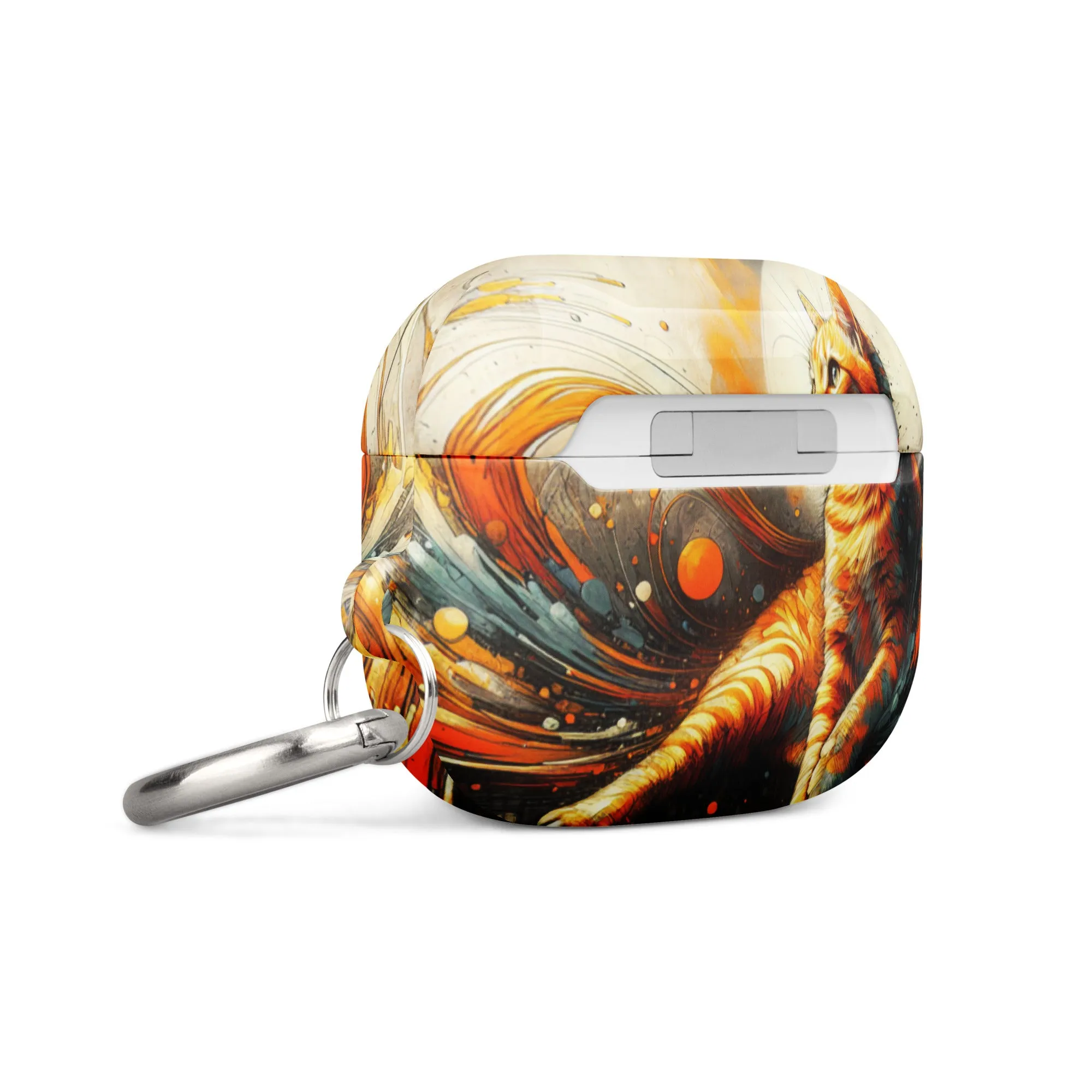 Elegant Cat AirPods® Case | Impact-Absorbing Polycarbonate | Metal Carabiner | Scratch & Drop Protection