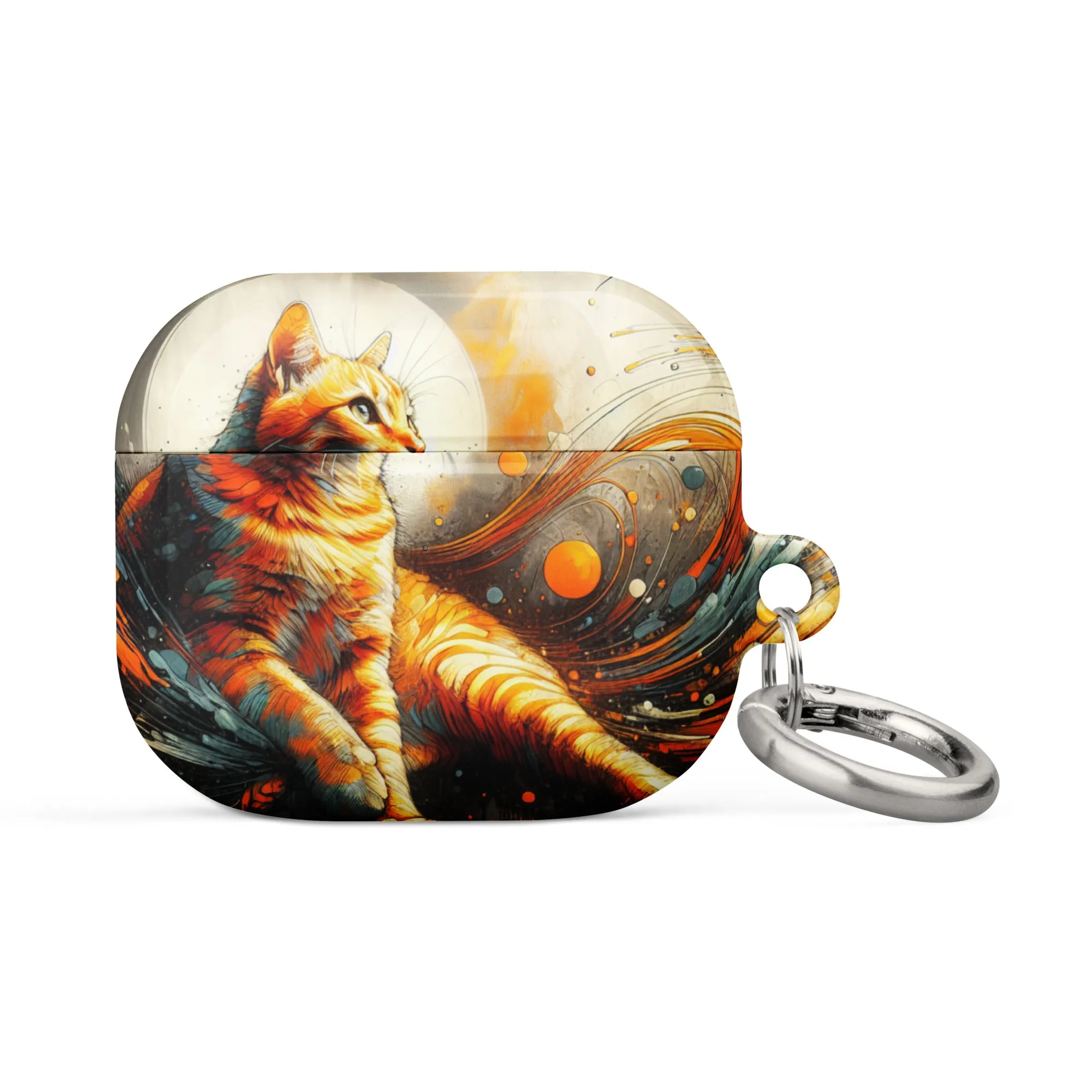 Elegant Cat AirPods® Case | Impact-Absorbing Polycarbonate | Metal Carabiner | Scratch & Drop Protection