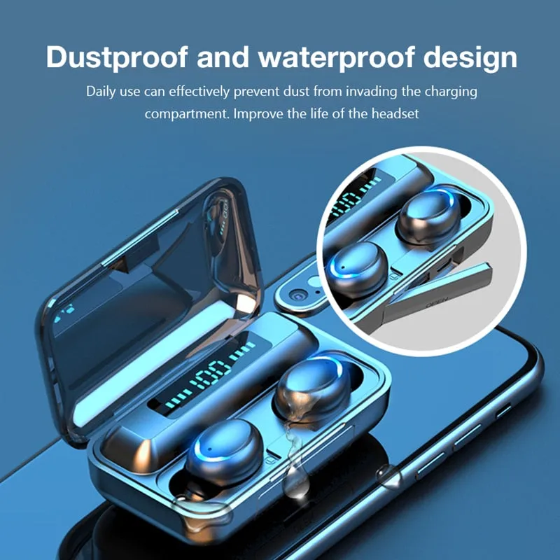 F9 Wireless Headphone Bluetooth Earphones Waterproof Earpieces Sport Earbuds For Huawei Iphone Xiaomi TWS Music Headset F9-5C