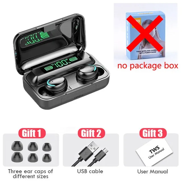 F9 Wireless Headphone Bluetooth Earphones Waterproof Earpieces Sport Earbuds For Huawei Iphone Xiaomi TWS Music Headset F9-5C
