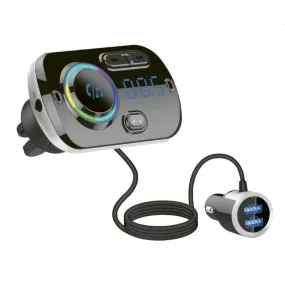 Gizzu Bluetooth 5.0 Wired Hands Free Kit Bc49 Bq With Fm Transmitter Rgb Led Interface 1 X Music Usb Port|1 X Qc3.0 Port|1 X Micro Sd Slot (64 Gb Max) Bc49 Bq