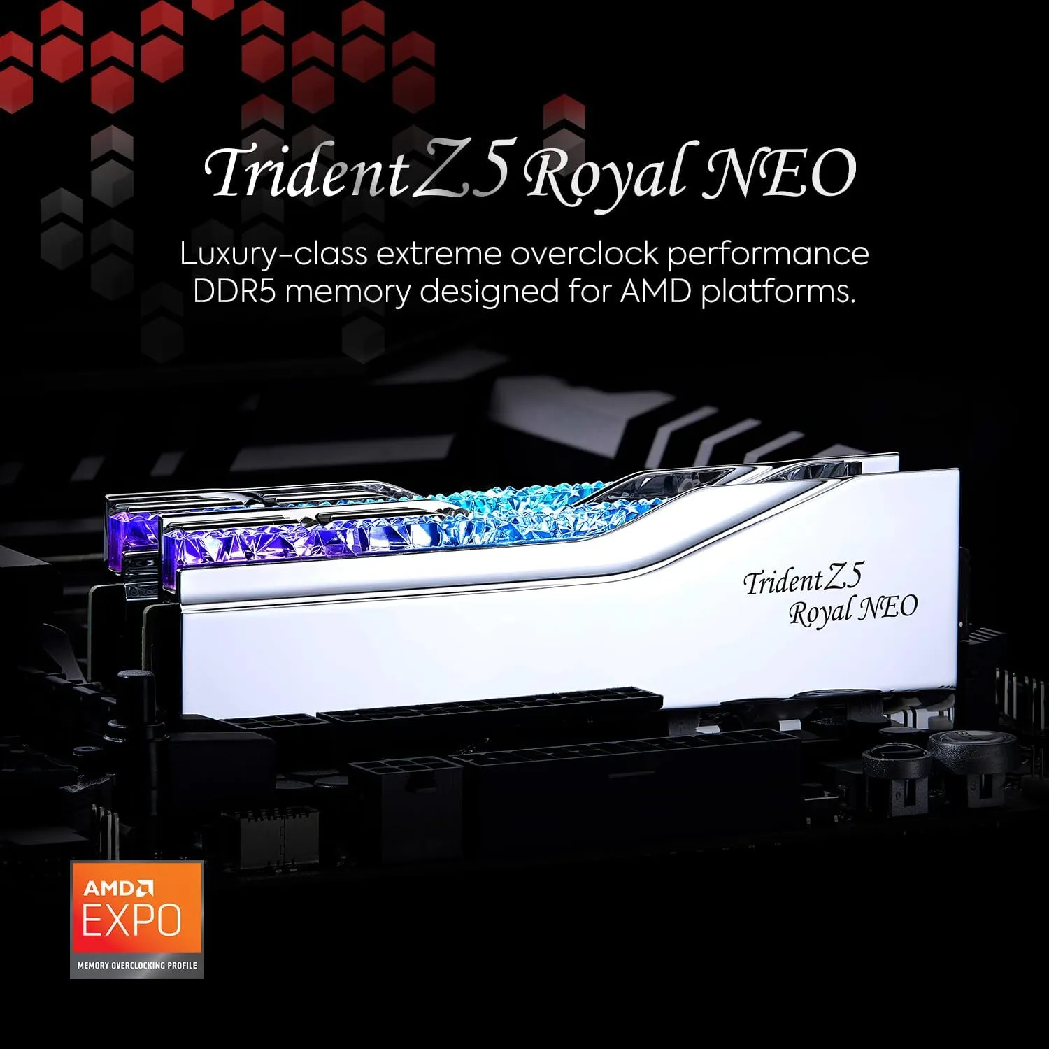 G.SKILL 32GB Kit (2x16GB) Trident Z5 ROYAL Neo RGB Silver F5-6400J3039G16GX2-TR5NS DDR5 6400MHz Memory AMD EXPO