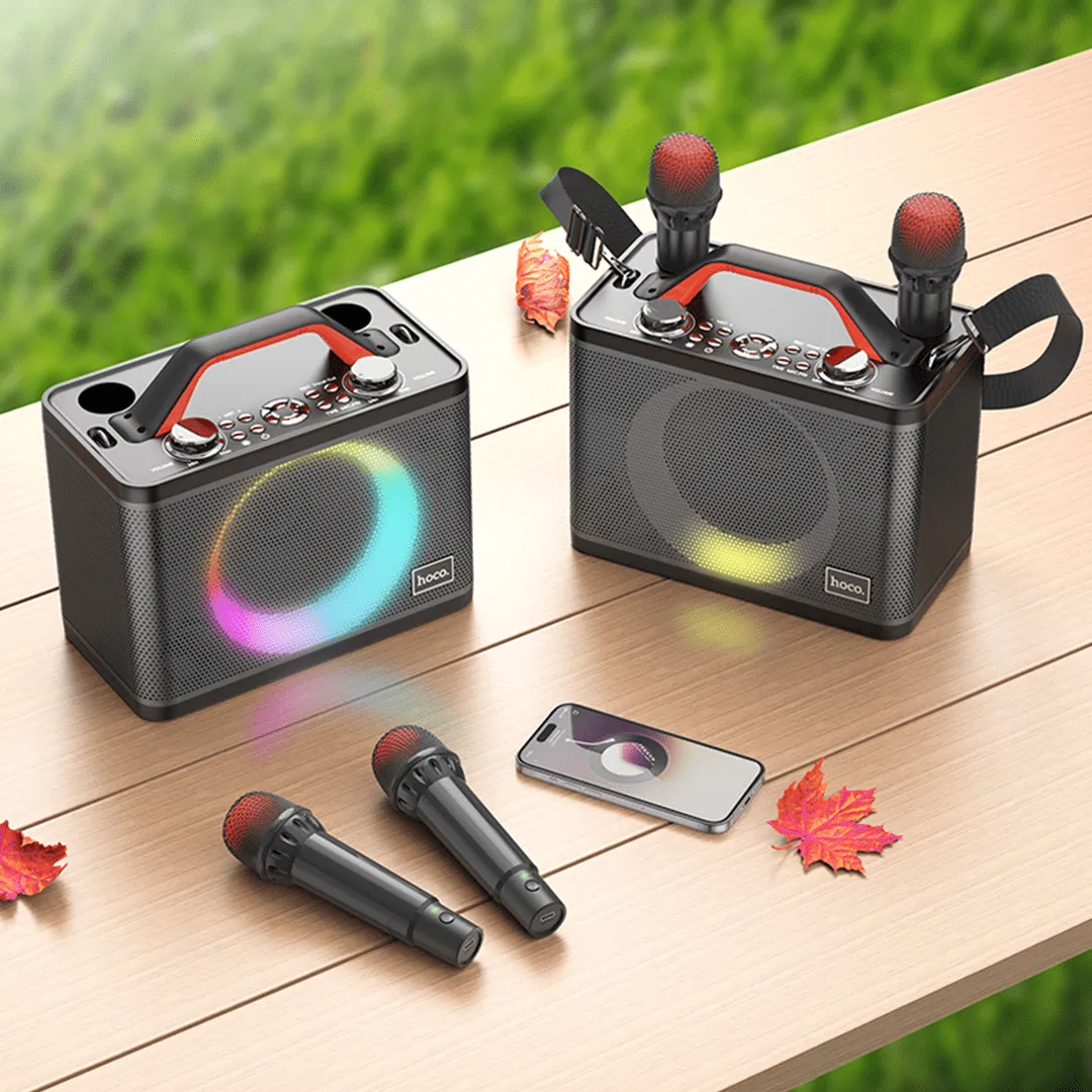 HOCO Jenny Wireless Karaoke Bluetooth Speaker with Dual Wireless Microphones