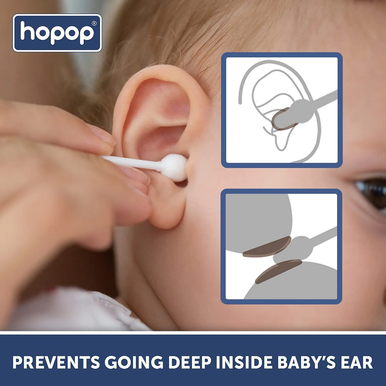 HOPOP Soft & Hygenic Cotton Earbuds For Babies - 55pcs 0m 