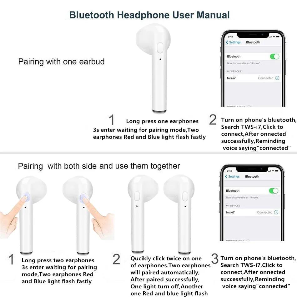 i7s TWS Mini Wireless Bluetooth 5.0 Earphones In-Ear Stereo Earbuds Sports Handsfree Headset Mic Binaural call For Xiaomi iPhone