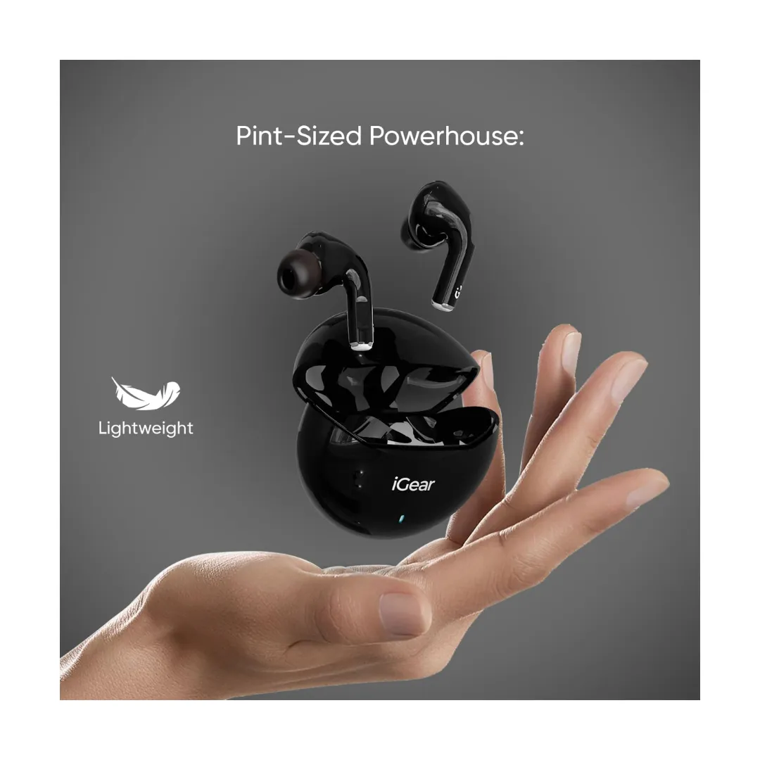 iGear Gemz Wireless Earbuds: 15 Hours Playtime, HiFi Bass, Instant Pairing, Touch Controls, Voice Assistance