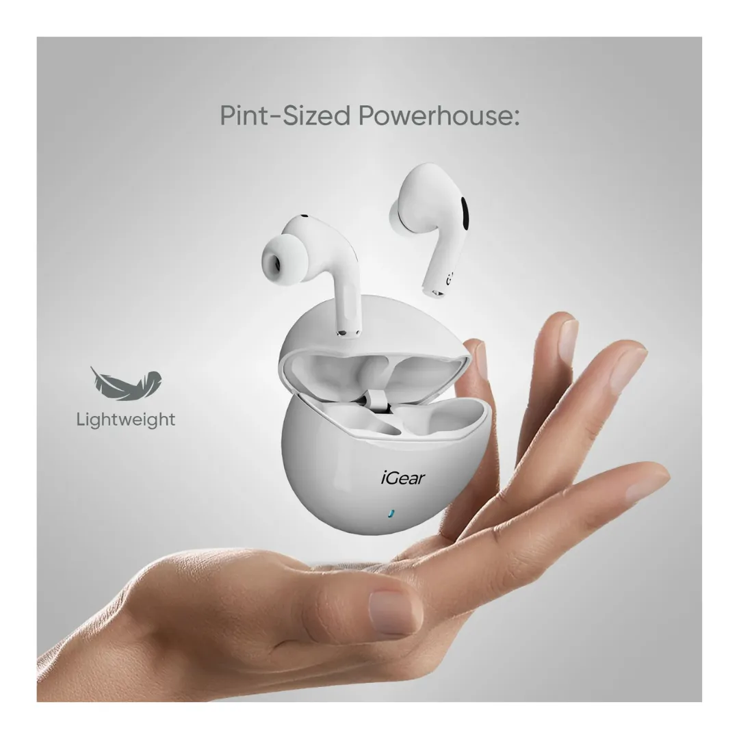 iGear Gemz Wireless Earbuds: 15 Hours Playtime, HiFi Bass, Instant Pairing, Touch Controls, Voice Assistance