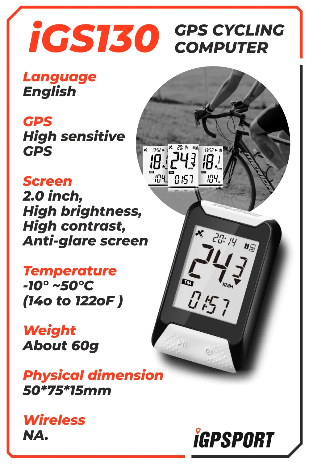 iGPSPORT iGS130 GPS Cycling Computer (IGS130)