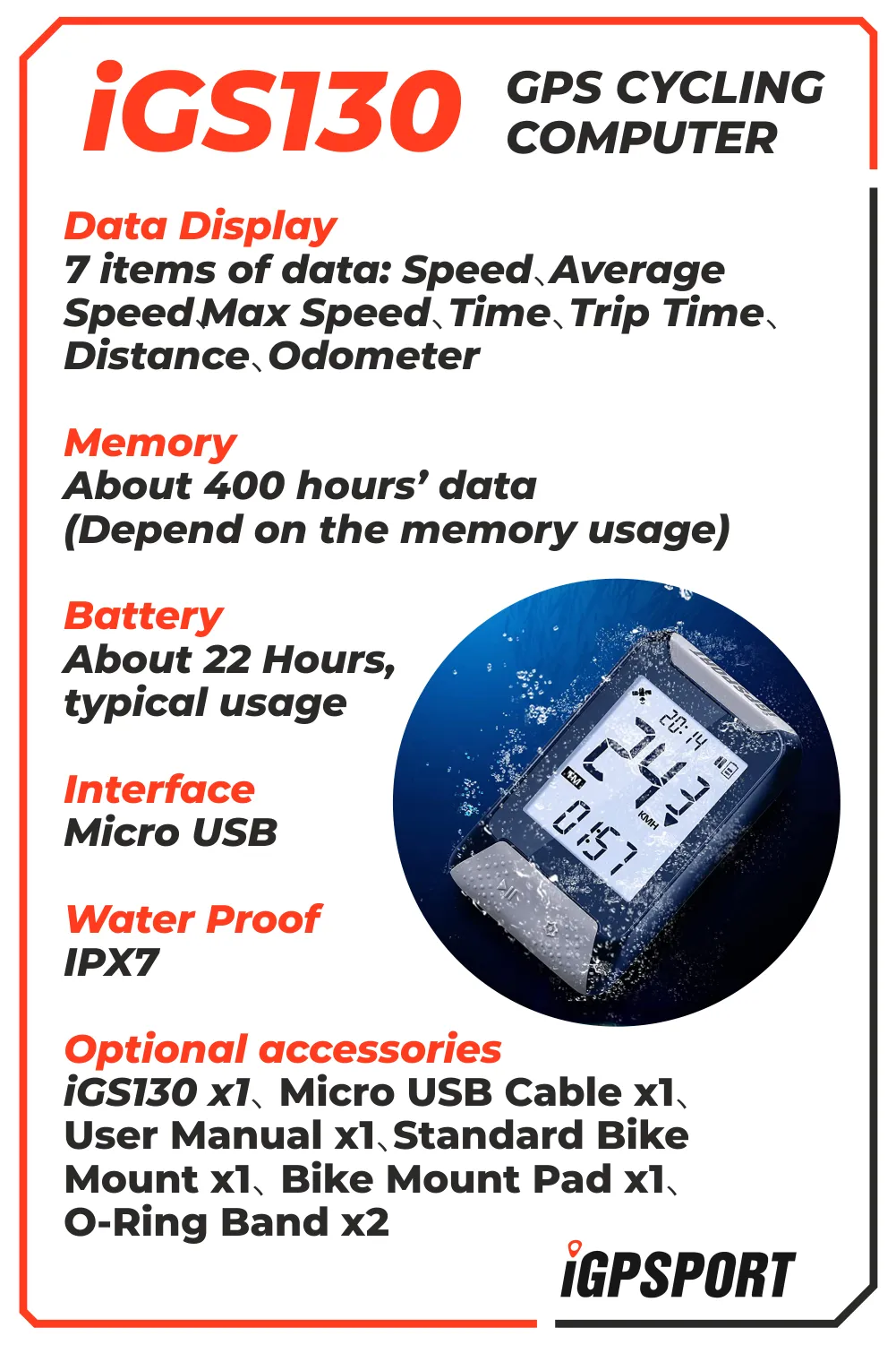 iGPSPORT iGS130 GPS Cycling Computer (IGS130)